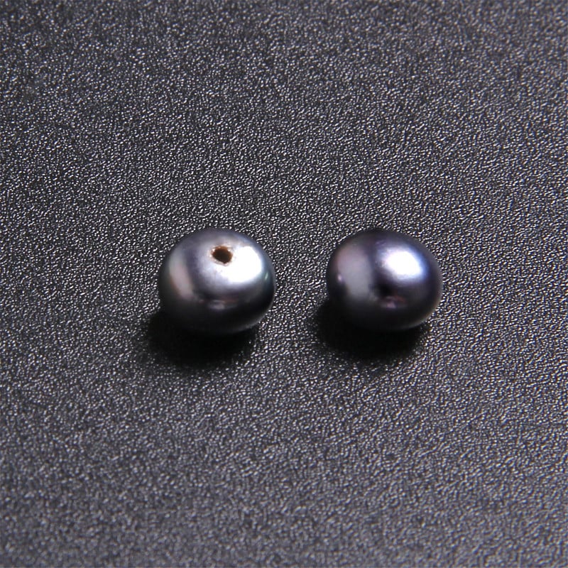 5,8 mm-es AAA édesvízi természetes gyöngyök féllyukú félkerek gyöngyök fekete gombos kenyérgyöngyök fülbevalókhoz Ékszerkészítés barkácsolás