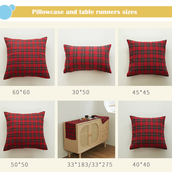 7 veličina Crveno Zeleni Karirani Jastučnica s Tankim Prugama Debeli Pamuk Poliester Božićni Ukrasni Jastuci Sofa Krevet Velika Jastučnica