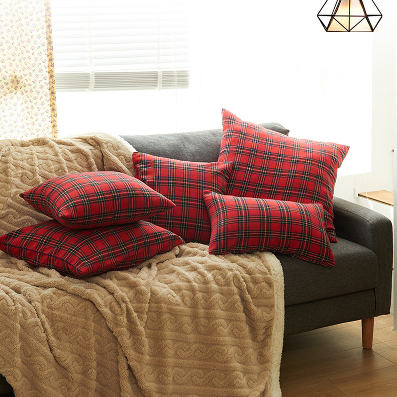 7 veličina Crveno Zeleni Karirani Jastučnica s Tankim Prugama Debeli Pamuk Poliester Božićni Ukrasni Jastuci Sofa Krevet Velika Jastučnica