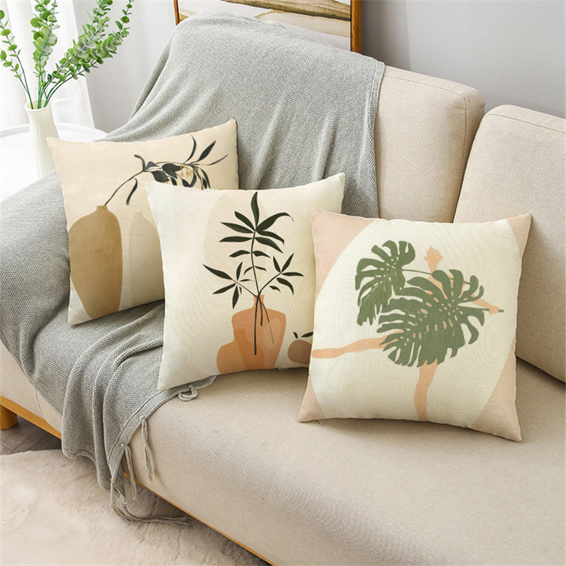 WZH Nordic Style Morandi sorozat botanikai minták párnahuzat vászon kanapé dekoratív párnahuzat 40cm/45cm és 50cm