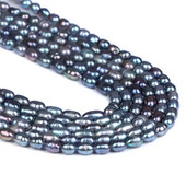 Mărgele de perle negre naturale AA de 3-3,8 mm. Mărgele de perle ovale de apă dulce, luciu bun, pentru realizarea de bijuterii, accesorii pentru brățări, 14 inchi.