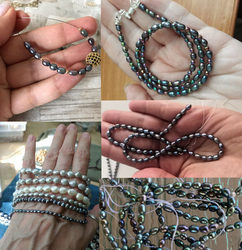 Mărgele de perle negre naturale AA de 3-3,8 mm. Mărgele de perle ovale de apă dulce, luciu bun, pentru realizarea de bijuterii, accesorii pentru brățări, 14 inchi.