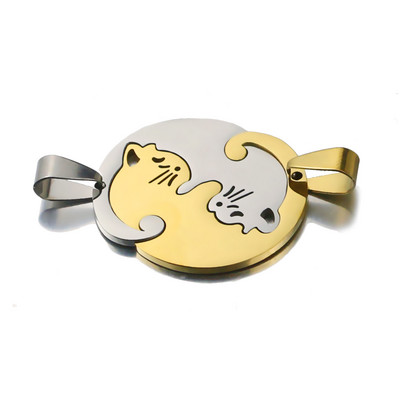 1 par ljubavnih slatkih, ljupkih mačjih šarm ogrlica ljubavničkih djevojaka od nehrđajućeg čelika Set Valentinovo za DIY nakit Upareni privjesak