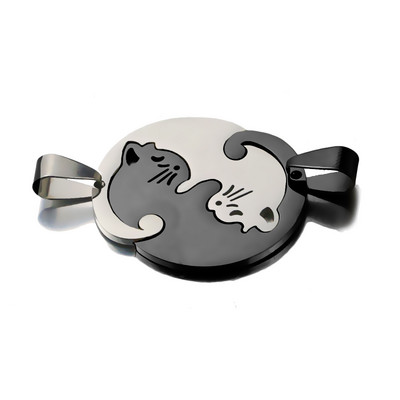 1 par ljubavnih slatkih, ljupkih mačjih šarm ogrlica ljubavničkih djevojaka od nehrđajućeg čelika Set Valentinovo za DIY nakit Upareni privjesak