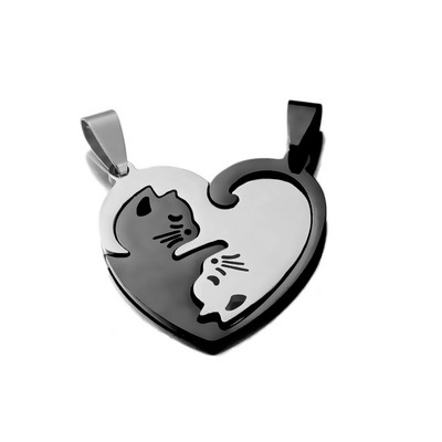 1 par ljubavnih slatkih, ljupkih mačjih šarm ogrlica ljubavničkih djevojaka od nehrđajućeg čelika Set Valentinovo za DIY nakit Upareni privjesak