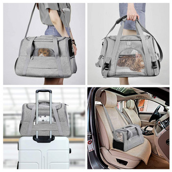 Чанти за носене на домашни любимци Транспортна чанта Безопасни ципове Преносимо гнездо за пътуване на открито Дишаща сгъваема ръчна чанта за домашни любимци, кучета, котки