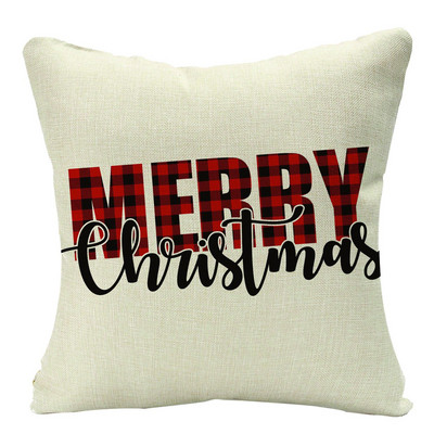 Lininis raudonas škotiškas languotas kalėdinių pagalvėlių dėklas Elnių medžiai Snaigės Spausdinti Kalėdinės dekoratyvinės pagalvės sofos sofos lovai