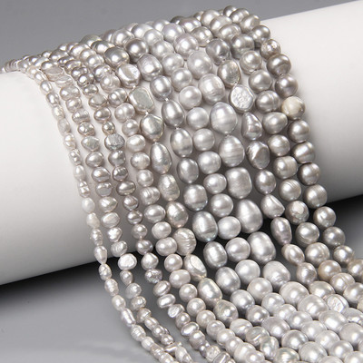 Сива естествена сладководна перла с мъниста Punch Loose Spacer Bead for Make Jewelry Направи си сам Гривна Колие Аксесоари 14`` Pearls Bulk
