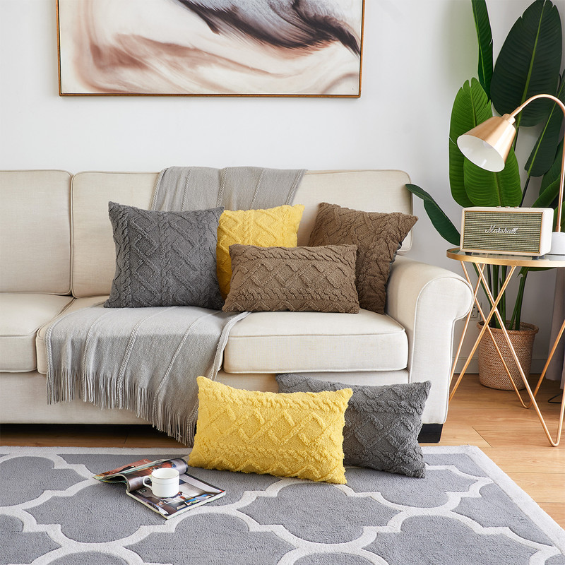 Nordic Housse De Coussin plüss lakberendezési díszpárnahuzat négyzet alakú puha párnák kanapéhoz nappali bolyhos párnahuzat
