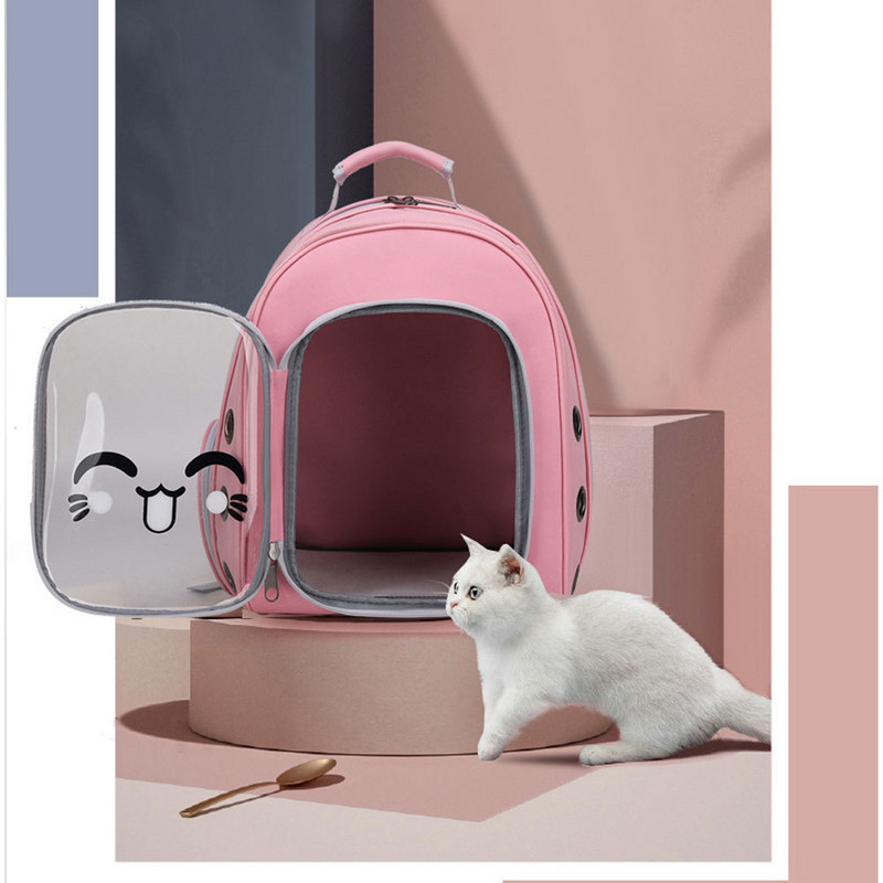 Caurspīdīgs mājdzīvnieku pārvadātājs mugursoma elpojošs kaķu ceļojumu kapsulas būris āra plecu soma suņu kaķu pārnēsājami mājdzīvnieku piederumi