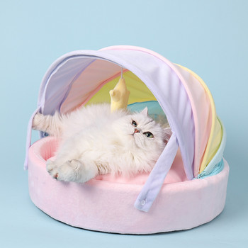 Τέσσερις εποχές Rainbow απλό κρεβάτι σκύλου Fluffy Pet Kennel απορροφητικό μαξιλάρι γάτας Ζεστό μαλακό καναπέ για χαλάκια ύπνου Προμήθειες