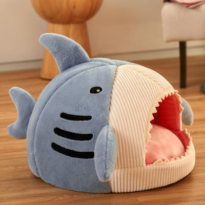 Shark Pet Cat House Κρεβάτι Εσωτερικό Χαλάκι Γατάκι Χειμώνας Ζεστό Μικρό για γάτες Σκύλοι Φωλιά Πτυσσόμενη Cat Cave Χαριτωμένα χαλάκια ύπνου