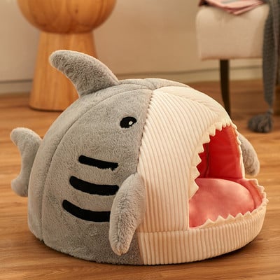 Shark Pet Cat House Κρεβάτι Εσωτερικό Χαλάκι Γατάκι Χειμώνας Ζεστό Μικρό για γάτες Σκύλοι Φωλιά Πτυσσόμενη Cat Cave Χαριτωμένα χαλάκια ύπνου