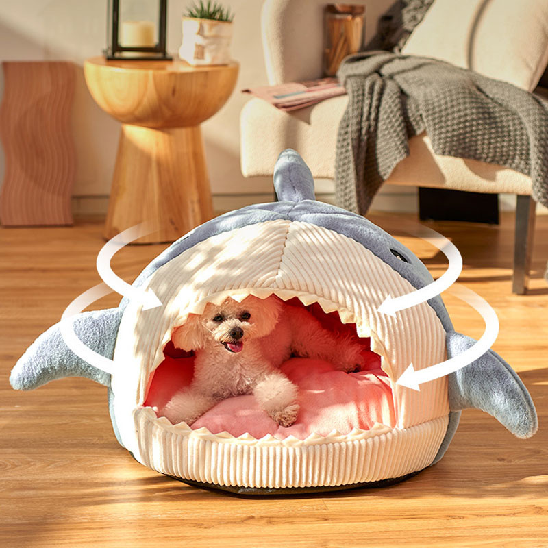 Shark Pet Cat House Κρεβάτι Εσωτερικό Χαλάκι Γατάκι Χειμώνας Ζεστό Μικρό για γάτες Σκύλοι Φωλιά Πτυσσόμενη Cat Cave Χαριτωμένα χαλάκια ύπνου