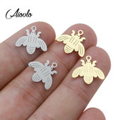 Aiovlo 5 бр./лот Малки пчелни талисмани от неръждаема стомана Пчелини талисмани за изработка на бижута „направи си сам“ Аксесоари за талисмани на животни с медоносна пчела плаващи