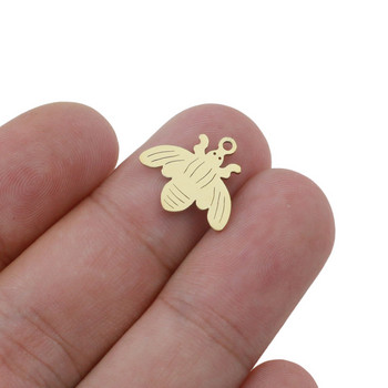 Aiovlo 5τμχ/παρτίδα ανοξείδωτο ατσάλι Small Bee Charms Bee Charms for DIY Jewelry Making Honey Bee Animal Charm Accessories Floating