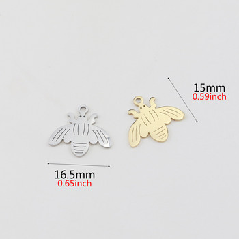 Aiovlo 5τμχ/παρτίδα ανοξείδωτο ατσάλι Small Bee Charms Bee Charms for DIY Jewelry Making Honey Bee Animal Charm Accessories Floating