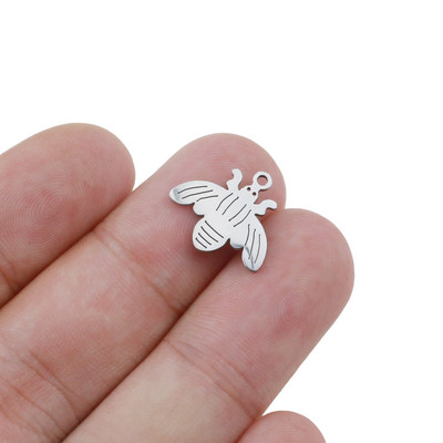 Aiovlo 5 бр./лот Малки пчелни талисмани от неръждаема стомана Пчелини талисмани за изработка на бижута „направи си сам“ Аксесоари за талисмани на животни с медоносна пчела плаващи