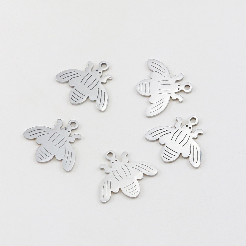 Aiovlo 5 бр./лот Малки пчелни талисмани от неръждаема стомана Пчелини талисмани за изработка на бижута „направи си сам“ Аксесоари за талисмани на животни с медоносна пчела плаващи