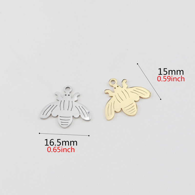 Aiovlo 5 бр./лот Малки пчелни талисмани от неръждаема стомана Пчелини талисмани за изработка на бижута „направи си сам“ Аксесоари за талисмани на животни с медоносна пчела плаващи