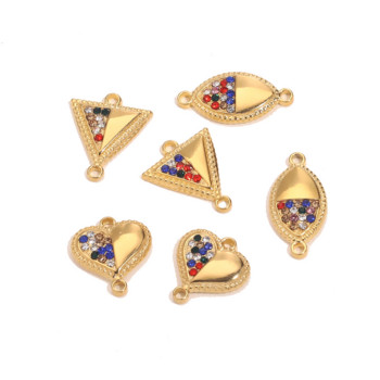 5 τμχ Ανοξείδωτο ατσάλι Ροδάκινο Καρδιά Οβάλ Τρίγωνο Σύνδεσμος Rhinestone για Βραχιόλια Κοσμήματα κατασκευής χειροτεχνίας για DIY σκουλαρίκια Ευρήματα