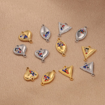 5 τμχ Ανοξείδωτο ατσάλι Ροδάκινο Καρδιά Οβάλ Τρίγωνο Σύνδεσμος Rhinestone για Βραχιόλια Κοσμήματα κατασκευής χειροτεχνίας για DIY σκουλαρίκια Ευρήματα
