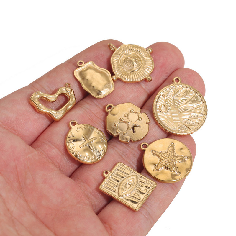 5db Rozsdamentes acél Arany Starfish Skull Demon Eye Medal Charm medálok barkács csatlakozókhoz Dangle Anklet nyaklánc ékszer készítés