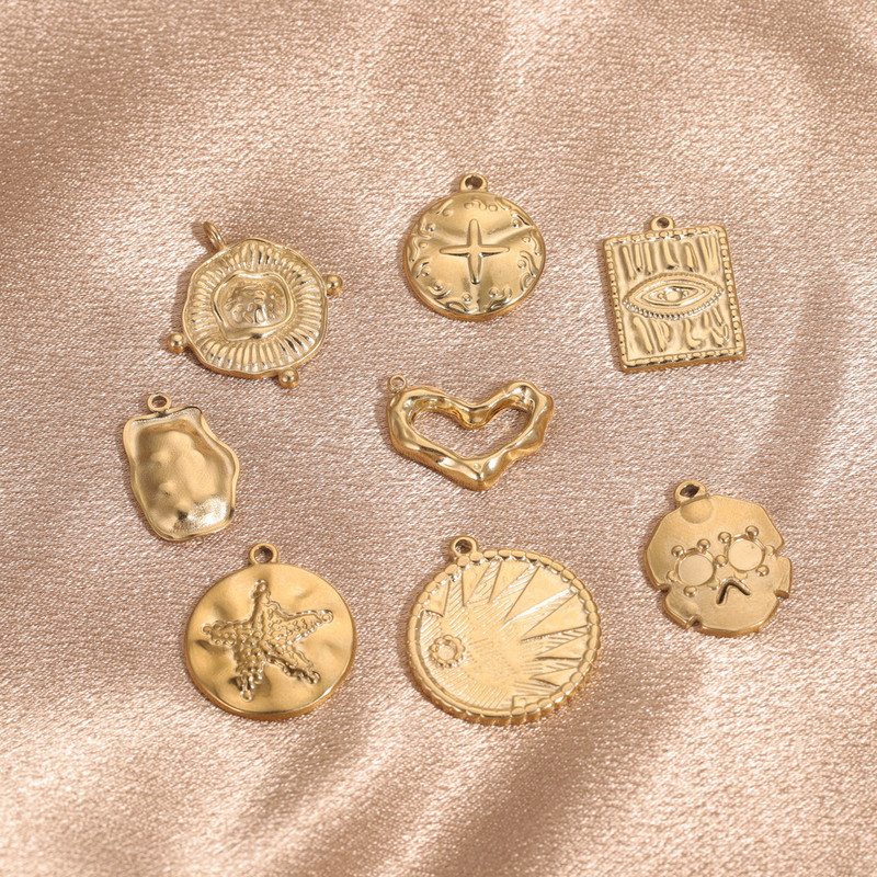 5db Rozsdamentes acél Arany Starfish Skull Demon Eye Medal Charm medálok barkács csatlakozókhoz Dangle Anklet nyaklánc ékszer készítés