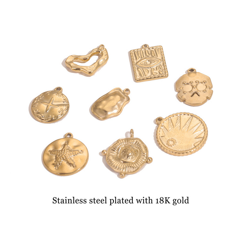 5db Rozsdamentes acél Arany Starfish Skull Demon Eye Medal Charm medálok barkács csatlakozókhoz Dangle Anklet nyaklánc ékszer készítés