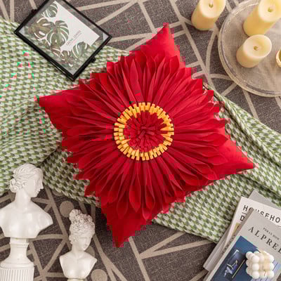 Modni moderni stil Ružičasto bijeli jastuci za bacanje 45*45 cm baršunasti šavovi 3D jastučić s krizantemama Jastuk oko struka Plava jastučnica