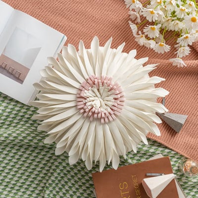 Modni moderni stil Ružičasto bijeli jastuci za bacanje 45*45 cm baršunasti šavovi 3D jastučić s krizantemama Jastuk oko struka Plava jastučnica