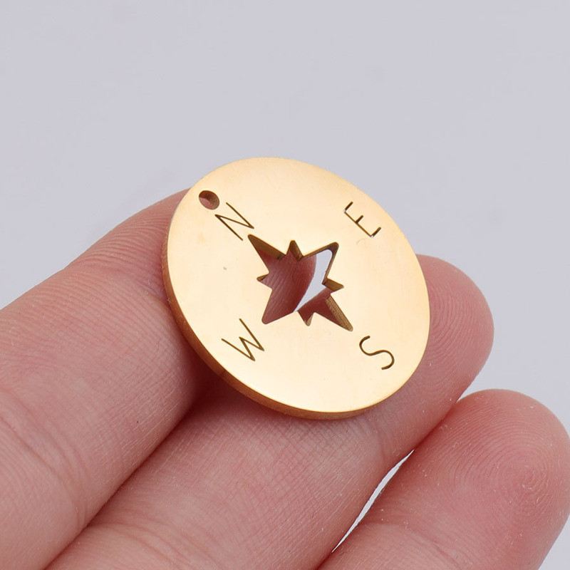 5 бр./лот компас с висулка от неръждаема стомана с покритие от розово злато с кука за Направи си сам колие Находки Занаяти Изработка на бижута