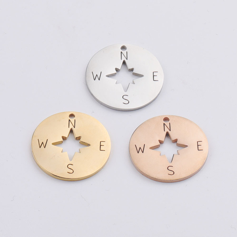 5 бр./лот компас с висулка от неръждаема стомана с покритие от розово злато с кука за Направи си сам колие Находки Занаяти Изработка на бижута