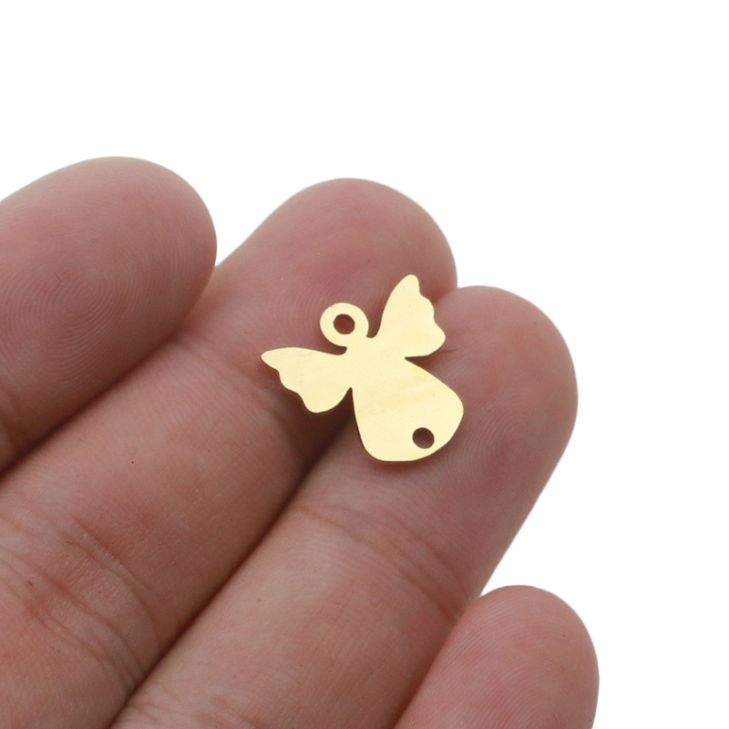 5 vnt./stal. Nerūdijančio plieno dengtas auksu angelas jungtys „pasidaryk pats“ apyrankės, apyrankės, žavesys, rankdarbiai papuošalai, amatų kūrimo radiniai