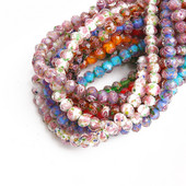 10 vnt. 8 mm Murano išskirtiniai skaidraus stiklo karoliukai papuošalams gaminti „pasidaryk pats“ apyrankės, gėlių „Rondelle“ briaunoti karoliukai