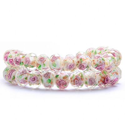 10 vnt. 8 mm Murano išskirtiniai skaidraus stiklo karoliukai papuošalams gaminti „pasidaryk pats“ apyrankės, gėlių „Rondelle“ briaunoti karoliukai