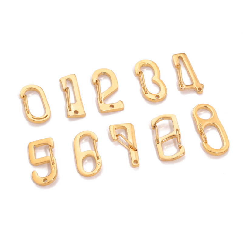 4 vnt nerūdijančio plieno prašmatni raidė 0-9 skaitmeninė sagtis spyruokliniai omarai užsegimai kabliukai jungtys karoliai "pasidaryk pats" papuošalų gamybos reikmenys