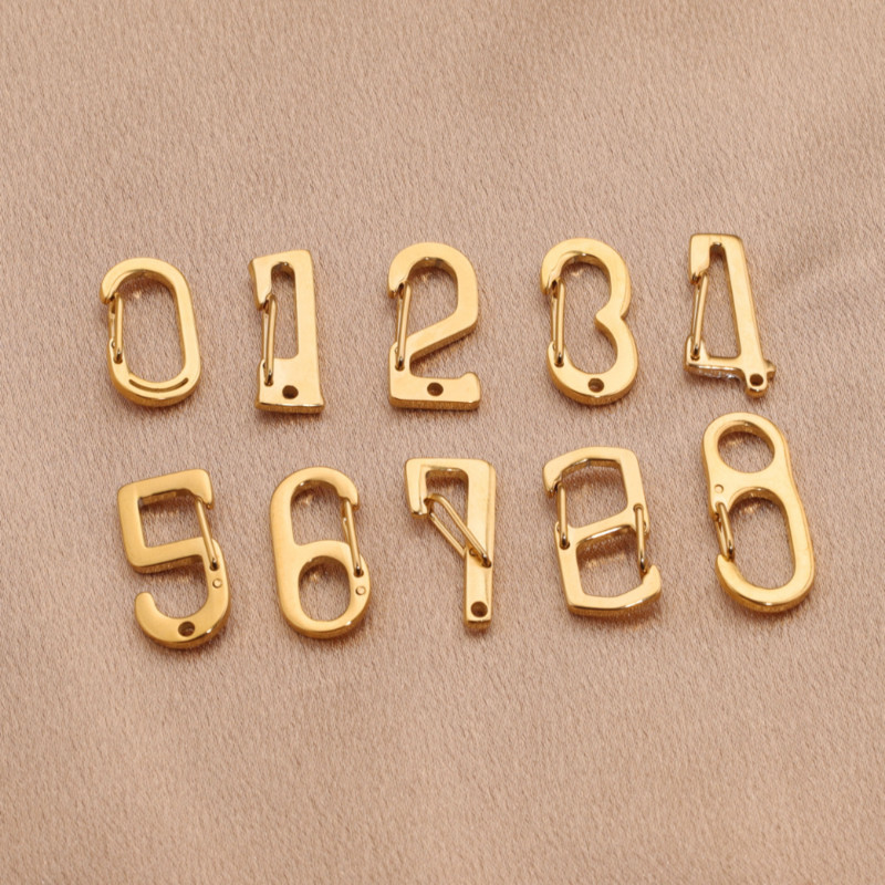 4 vnt nerūdijančio plieno prašmatni raidė 0-9 skaitmeninė sagtis spyruokliniai omarai užsegimai kabliukai jungtys karoliai "pasidaryk pats" papuošalų gamybos reikmenys