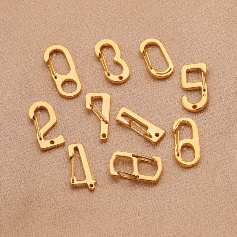 4 vnt nerūdijančio plieno prašmatni raidė 0-9 skaitmeninė sagtis spyruokliniai omarai užsegimai kabliukai jungtys karoliai "pasidaryk pats" papuošalų gamybos reikmenys