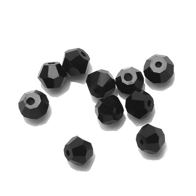 2 3 4 6 8 mm stiklo krištoliniai bikoniniai karoliukai, juodi laisvi tarpikliai, briaunoti karoliukai, skirti moteriškam „pasidaryk pats“ papuošalų siuvinėjimo priedai