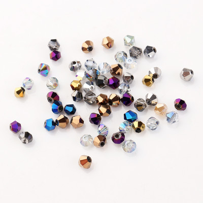 2 3 4 6 8 mm stiklo krištoliniai bikoniniai karoliukai, juodi laisvi tarpikliai, briaunoti karoliukai, skirti moteriškam „pasidaryk pats“ papuošalų siuvinėjimo priedai