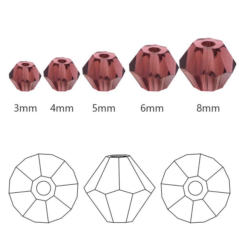 2 3 4 6 8 mm stiklo krištoliniai bikoniniai karoliukai, juodi laisvi tarpikliai, briaunoti karoliukai, skirti moteriškam „pasidaryk pats“ papuošalų siuvinėjimo priedai