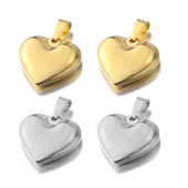 2vnt/stal. Charms Lovely Heart 20x18mm aukso spalvos nerūdijančio plieno pakabukai, rankų darbo papuošalų karoliai, plaukiojantys pakabukai.