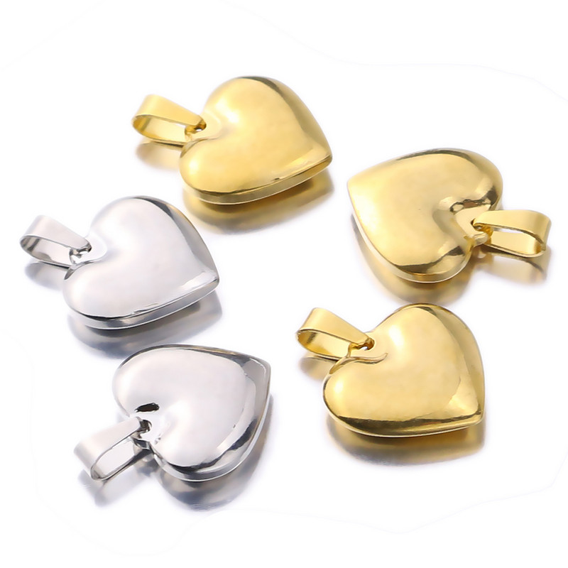 2vnt/stal. Charms Lovely Heart 20x18mm aukso spalvos nerūdijančio plieno pakabukai, rankų darbo papuošalų karoliai, plaukiojantys pakabukai.