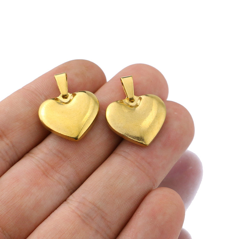 2vnt/stal. Charms Lovely Heart 20x18mm aukso spalvos nerūdijančio plieno pakabukai, rankų darbo papuošalų karoliai, plaukiojantys pakabukai.