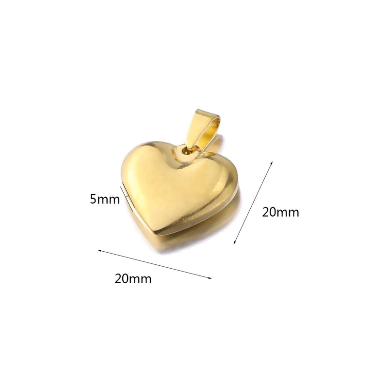 2vnt/stal. Charms Lovely Heart 20x18mm aukso spalvos nerūdijančio plieno pakabukai, rankų darbo papuošalų karoliai, plaukiojantys pakabukai.