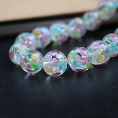 10 vnt 12 mm 14 mm rankų darbo stiklo šviestuvų karoliukai Gėlė Tiesiog purpurinė žalia ruda spalva papuošalų gamybai didmeninė ir mažmeninė prekyba