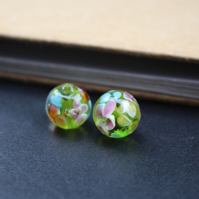 10 vnt 12 mm 14 mm rankų darbo stiklo šviestuvų karoliukai Gėlė Tiesiog purpurinė žalia ruda spalva papuošalų gamybai didmeninė ir mažmeninė prekyba