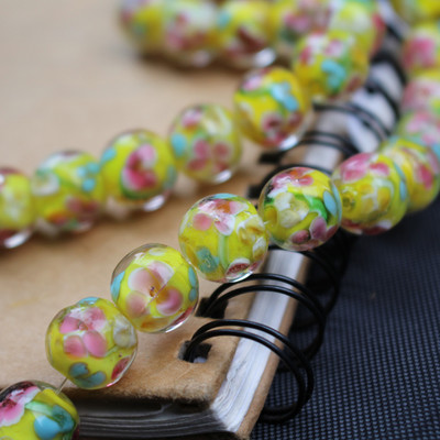 10 vnt 12 mm 14 mm rankų darbo stiklo šviestuvų karoliukai Gėlė Tiesiog purpurinė žalia ruda spalva papuošalų gamybai didmeninė ir mažmeninė prekyba