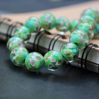 10 vnt 12 mm 14 mm rankų darbo stiklo šviestuvų karoliukai Gėlė Tiesiog purpurinė žalia ruda spalva papuošalų gamybai didmeninė ir mažmeninė prekyba